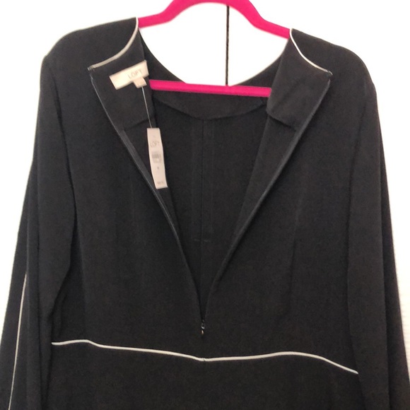 NWT LOFT black fit-and-flare style dress with white piping/trim. Size 16. - Picture 8 of 9